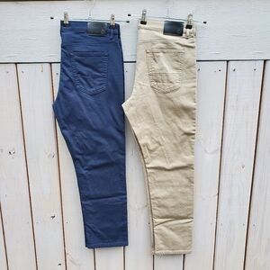 English Laundry LOT of 2 Men's Navy & Tan Pants Sizes 36x26 and 36×27 NWOT
